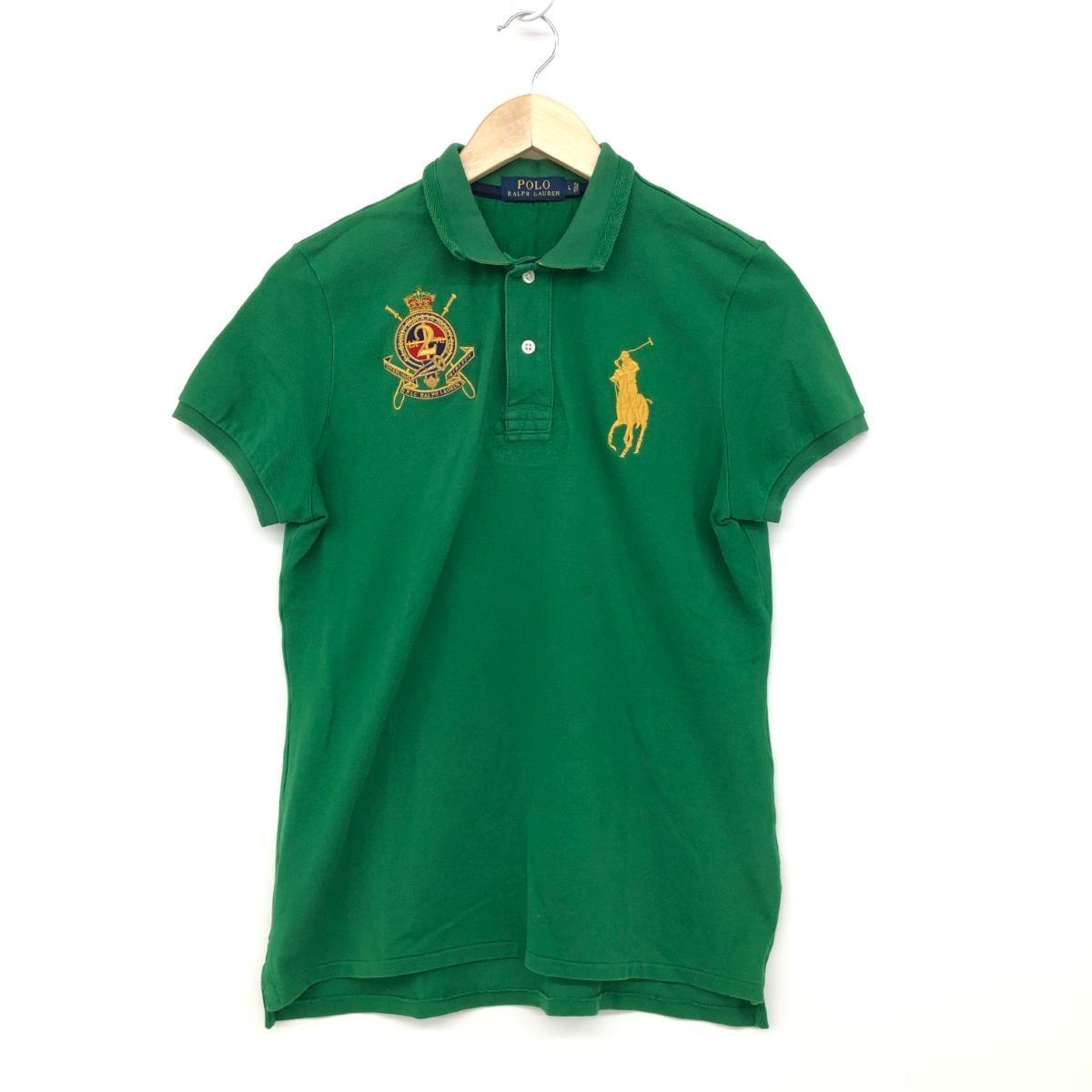 ◆POLO RALPH LAUREN ポロラルフローレン 半袖ポロシャツ サイズL◆ グリーン メンズ トップス ナンバリング　ビックポニー_画像1