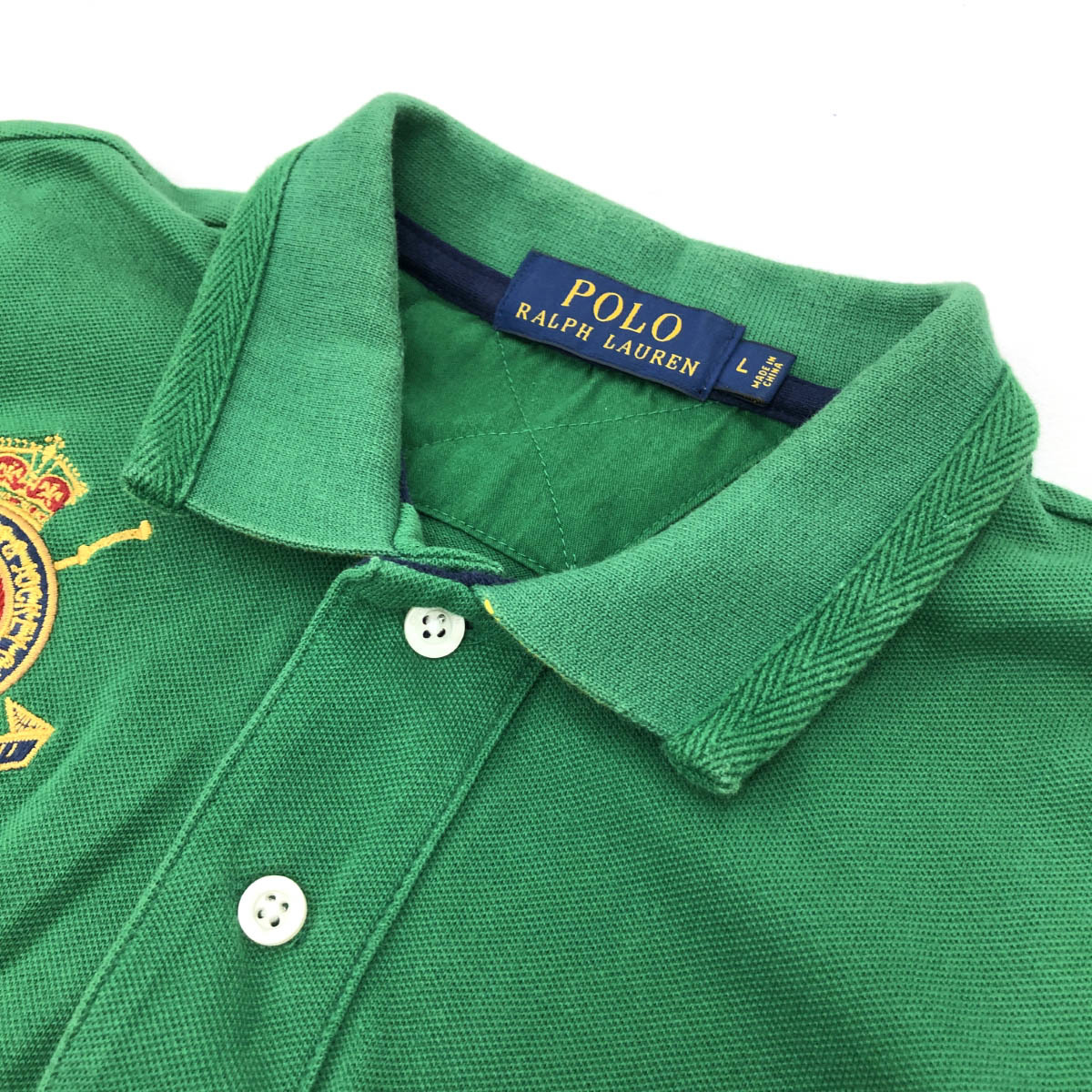 ◆POLO RALPH LAUREN ポロラルフローレン 半袖ポロシャツ サイズL◆ グリーン メンズ トップス ナンバリング　ビックポニー_画像4