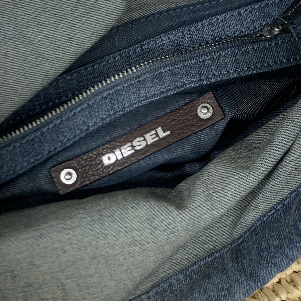 良好◆DIESEL ディーゼル 2WAYバッグ◆ ベージュ×ブルー ストロー×デニム カゴ 巾着 レディース ハンド ショルダー 肩掛け bag 鞄_画像7