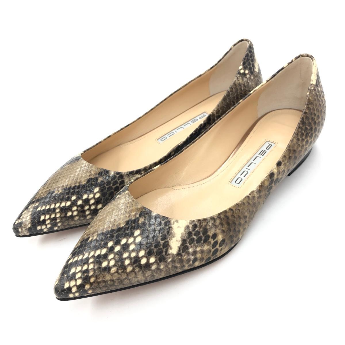  beautiful goods *PELLICO Perry ko Flat pumps 36* Brown python manner lady's shoes shoes shoes