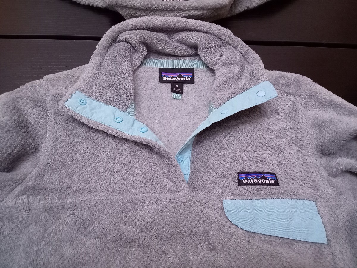 ★H050 patagonia パタゴニア フリース スナップT レディースXS フワフワ生地 薄いグレー系 _画像6