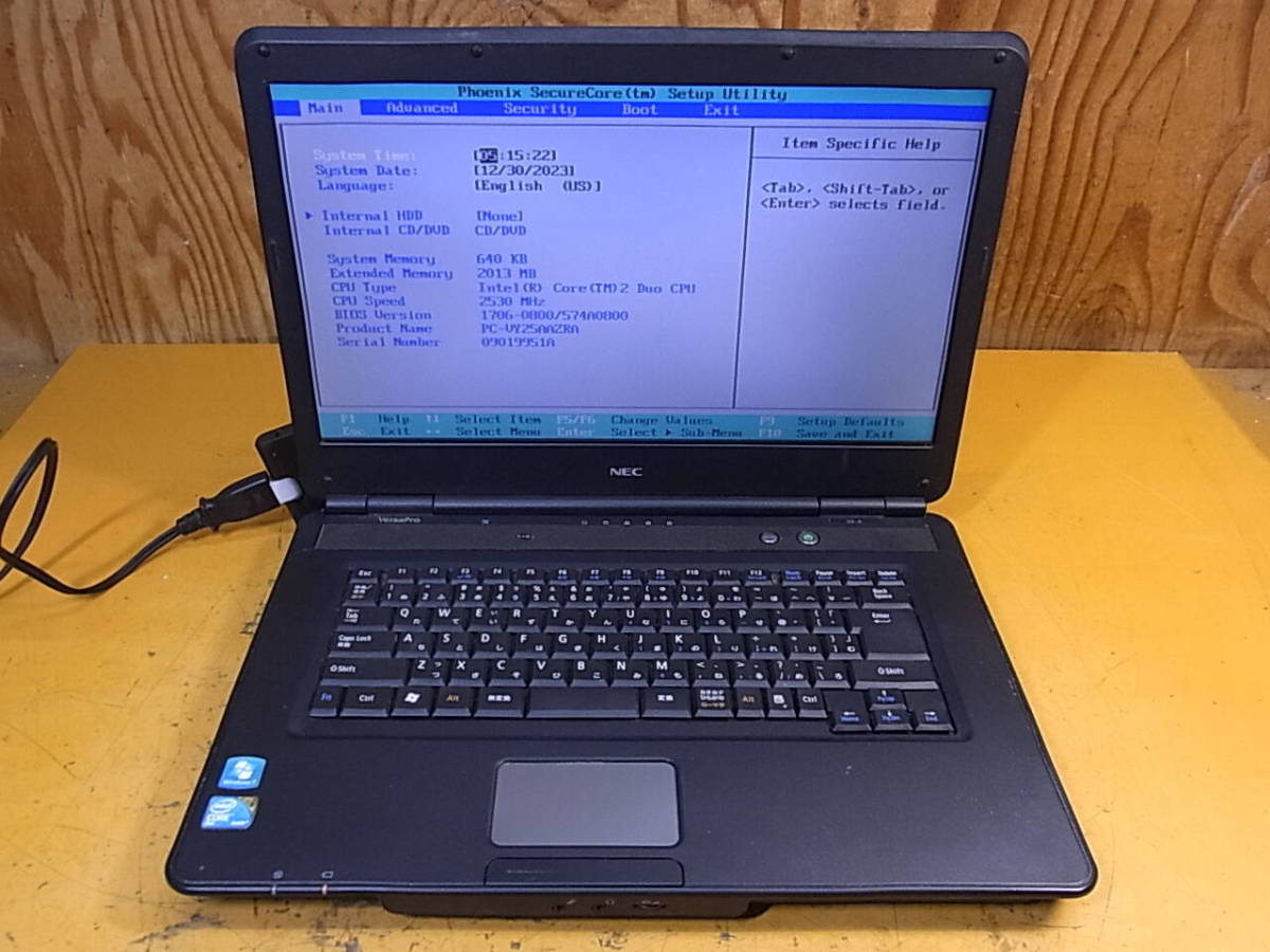 □Cb/208☆NEC☆15.6型ノートパソコン☆VY-25AA-A☆PC-VY25AAZRA☆Core2Duo 2.53GHz☆メモリ2GB☆HDD/OSなし☆ジャンク_画像1