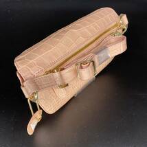 [ original leather black ko* order goods ] * car m crocodile body bag waist bag salmon pink N-128*