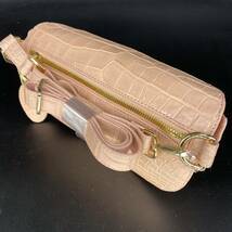 [ original leather black ko* order goods ] * car m crocodile body bag waist bag salmon pink N-128*