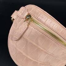 [ original leather black ko* order goods ] * car m crocodile body bag waist bag salmon pink N-128*