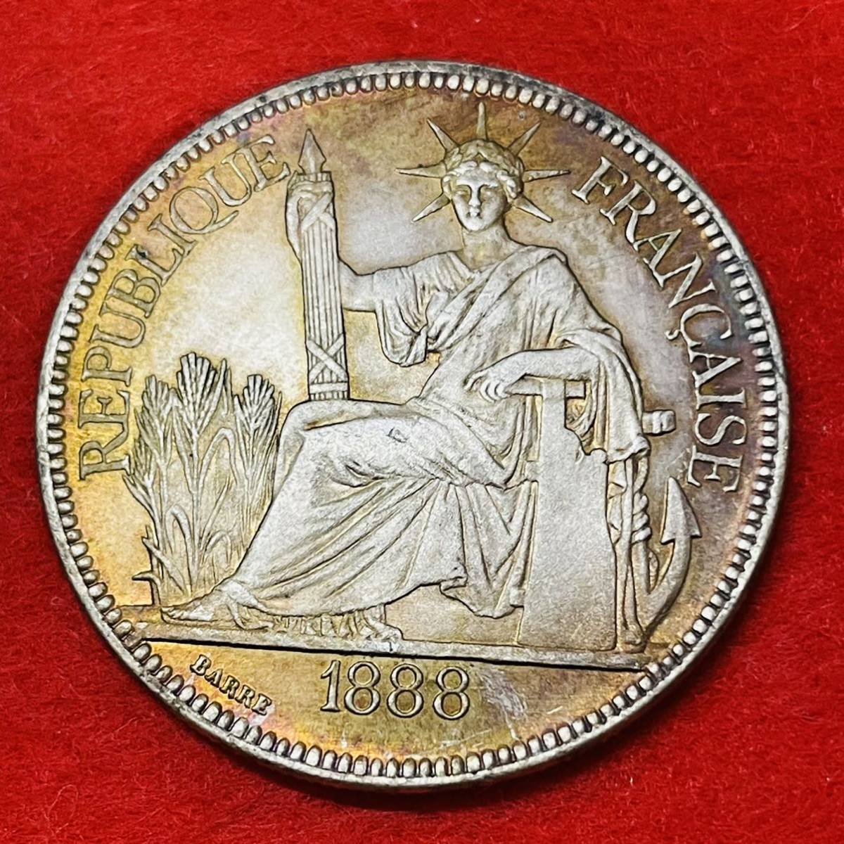 フランス　硬貨　フランス領インドシナ　1888年　フランス共和国　マリアンヌ　自由の女神　ピアストル　コイン　古銭_画像1