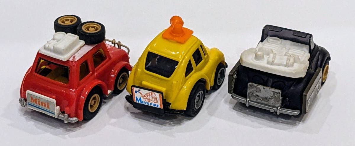 【ジャンク】80年代　チョロＱ　Ａ品番　日本製　ミニ・クーパー　スバル360　ＶＷオープンカー　３台セット＋おまけ_画像2