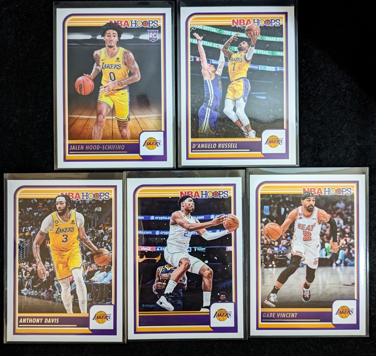 【1円スタート】2023-24 Panini NBA Hoops - Lakers 5枚セット / 八村塁 ANTHONY DAVIS JALEN HOOD-SCHIFINO RC 他 レイカーズ_画像1