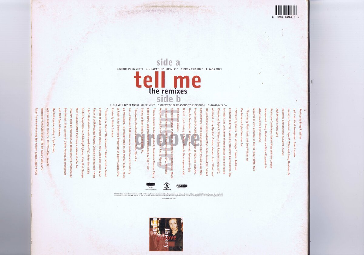 US盤 12inch Groove Theory / Tell Me (The Remixes) 49 78068_画像2