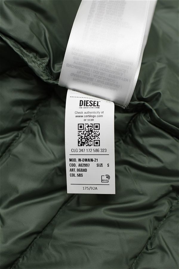 HGD-Q231/美品 DIESEL W-DWAIN-21 3M THINSULATE ジャケット ブルゾン パーカー ジャンパー 中綿 軽量 海外サイズS 実寸L 175 緑_画像10