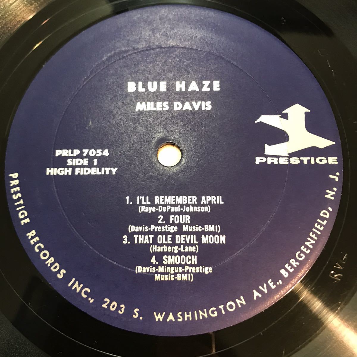 即決 US 右紺ラベル MONO 手書RVG刻印 Miles Davis / Blue Haze PRLP 7054_画像3