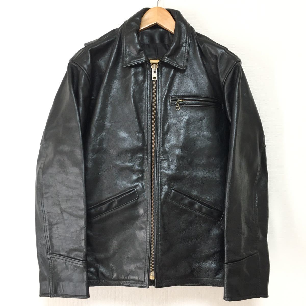 USA製VANSONバンソン 本革襟付きライダースジャケット38シングル USA製VANSONバンソン 本革襟付きライダースジャケット38シングル
