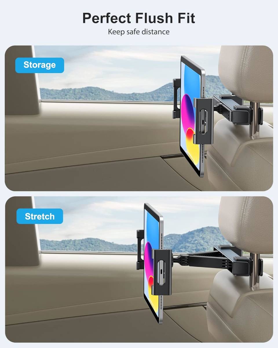TECURS 車のヘッドレストの iPad のホールダー 後部座席のホールダー 適合全ての 4.7-12.9 インチ装置およびヘッドレスト棒 HT01_画像5