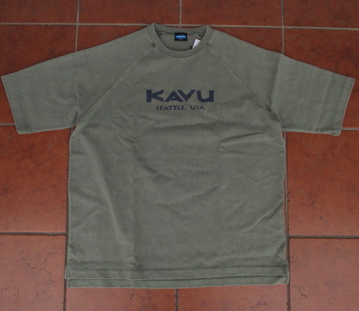 SALE！新作！オススメ！ＫＡＶＵ（ＵＳＡ）超ヘビーウエイトコットン！オーバーサイズ仕様！ピグメント・ロゴＴシャツ（グリーン：Ｌ）_画像3