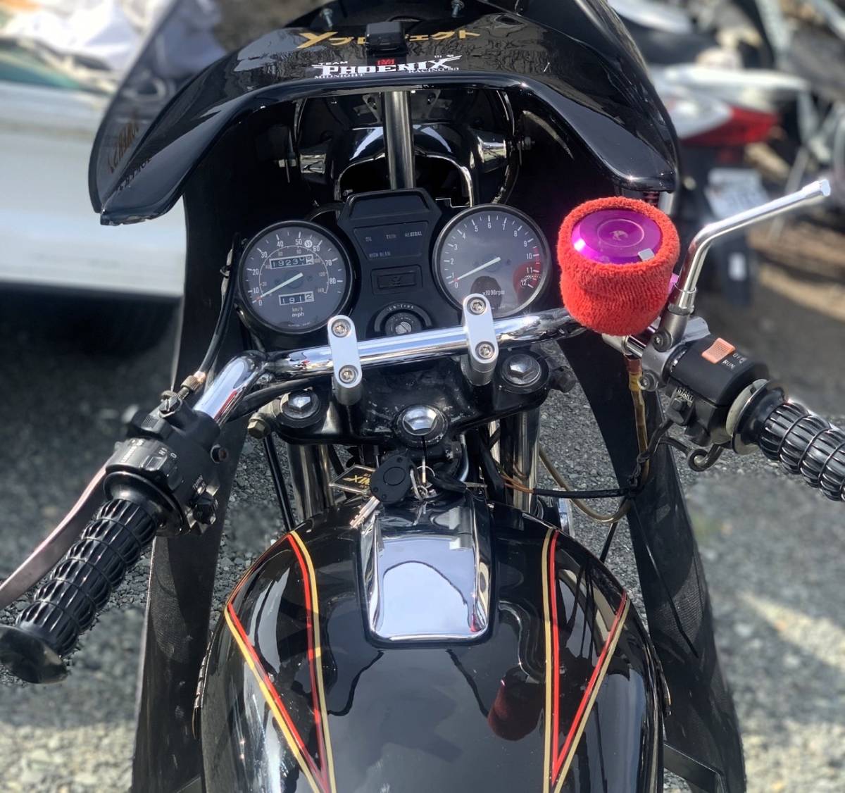 に絞りハンドル/メッキ ウィリーハン 鬼ハンGS400ヨシムラBEET に絞りハンドル/メッキ ウィリーハン 鬼ハンGS400ヨシムラBEET