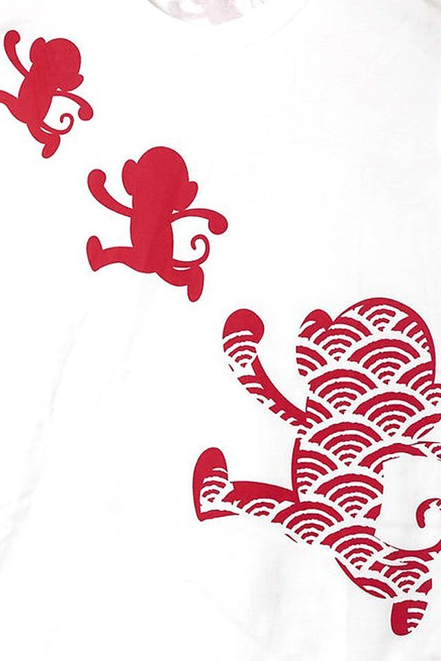 シンプルビッグロゴ半袖Tシャツ◆悟空本舗 ホワイトXXLサイズ LG-5911 ゴクー 和柄 和風 お猿さん サル_画像2