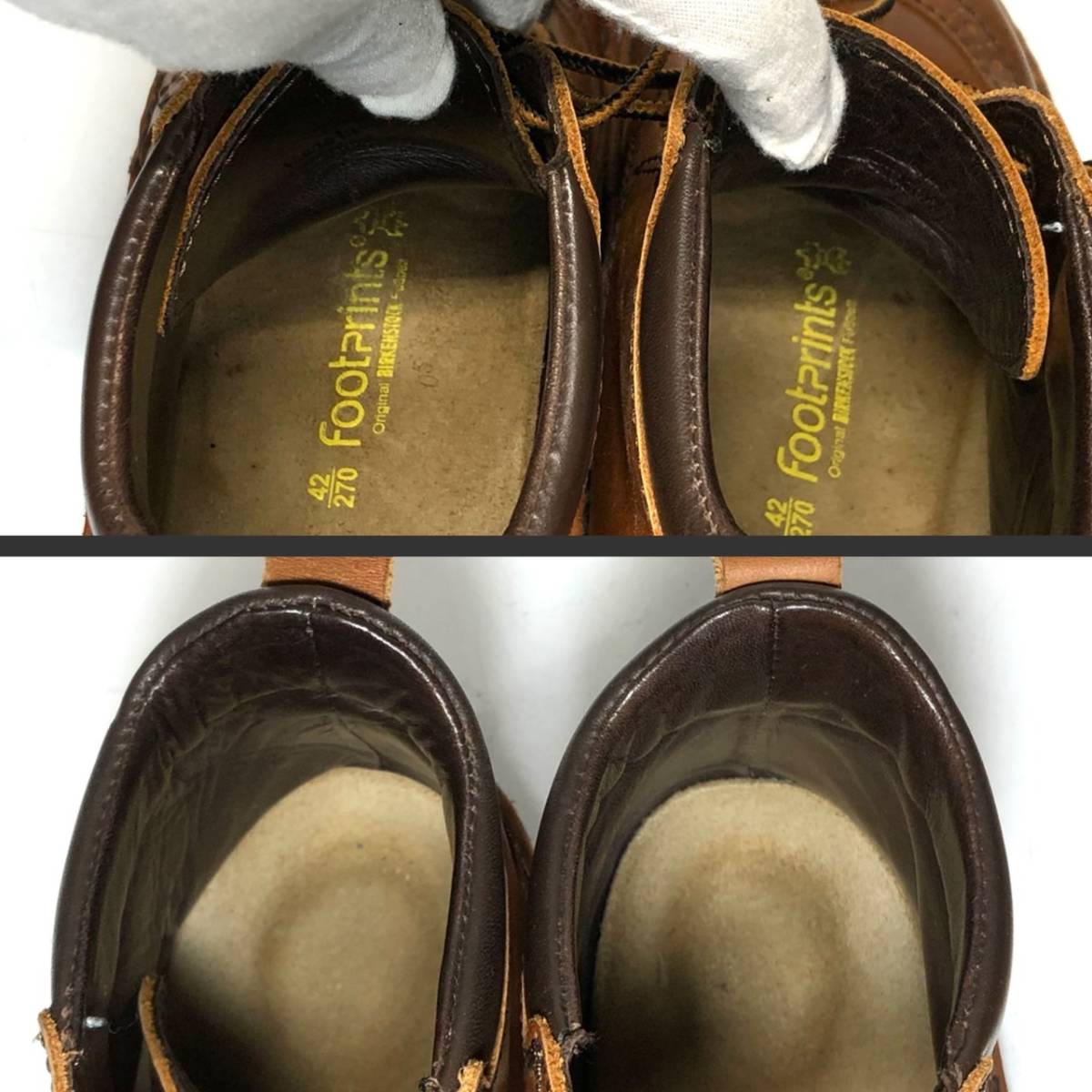 管理NU■BIRKENSTOCK footprints 42 茶 ブラウン ハイカット ブーツ ビルケンシュトック フットプリンツ 革靴 レザー 本革 中古*UN180_画像6