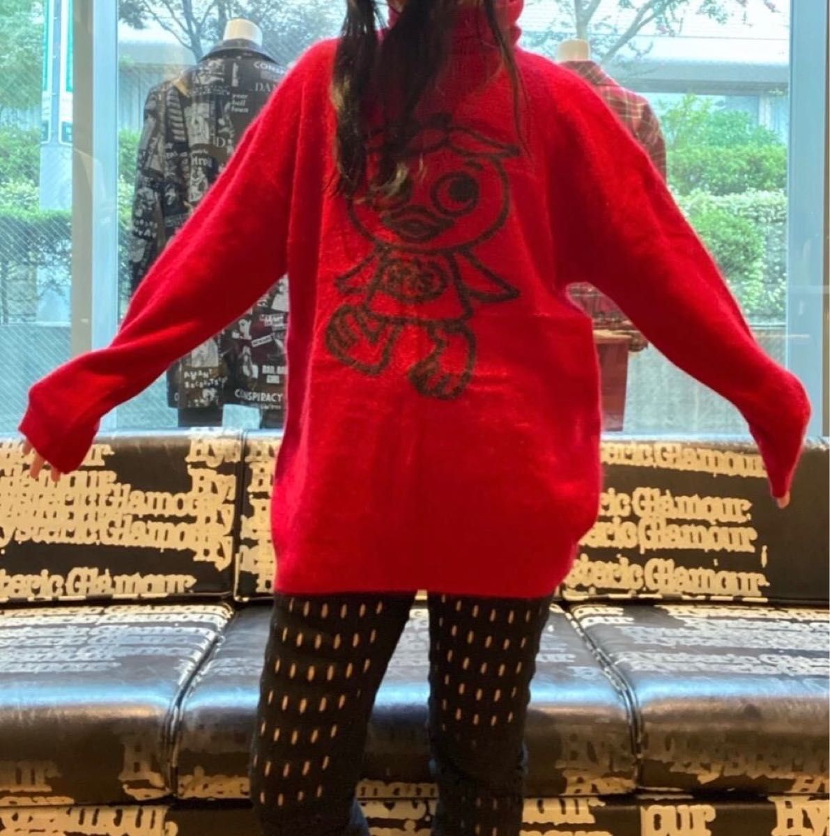 HYSTERIC GLAMOUR TOMATO BIRD タートルプルオーバー　 タートルネック ニット　セーター　レッド　