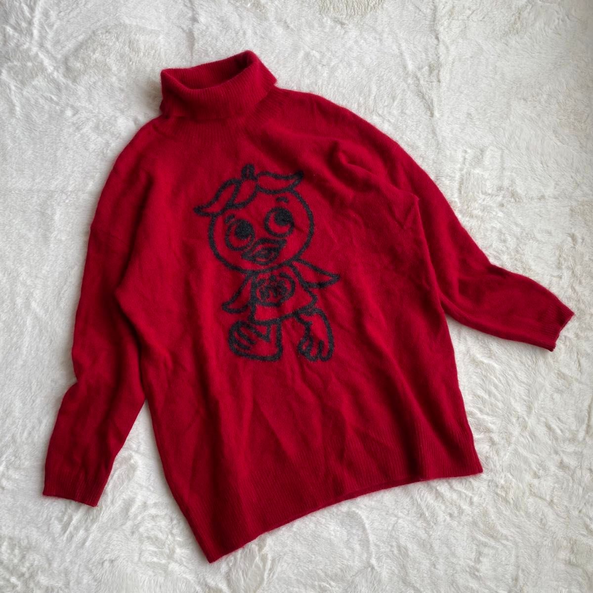 HYSTERIC GLAMOUR TOMATO BIRD タートルプルオーバー　 タートルネック ニット　セーター　レッド　