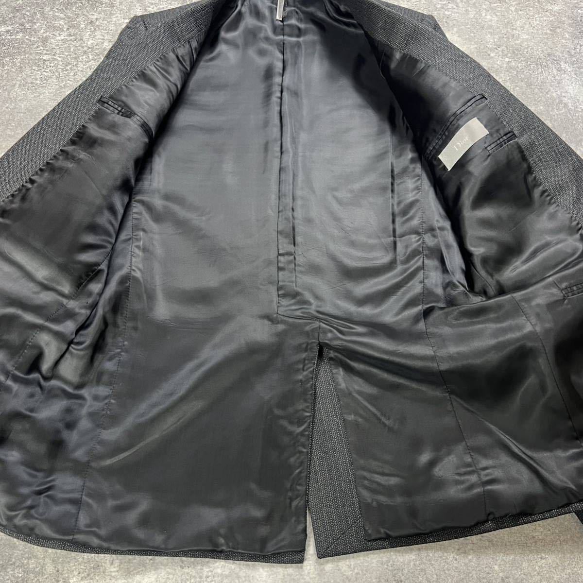 1スタ 美品 Dior HOMME ディオールオム テーラードジャケット ブラック ストライプ 7H3121060334 サイズ48 エディ期 R12_画像3