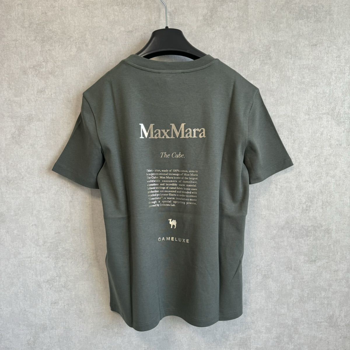 最短翌日お届け♪ 定価38,500円！【24SS・正規品★】S Max Mara マックスマーラ QUIETO ロゴ付き Tシャツ カーキ サイズMの画像3