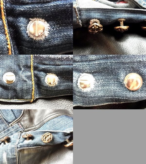 e- and ji-A&G jeans leather 83cm Cross patch custom Denim button fly sv silver 925