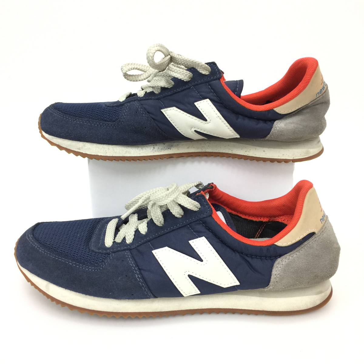 187 new balance ニューバランス スニーカー U220DF2 ローカット 靴 スエード レザー ナイロン メッシュ メンズ 25.5cm ネイビー 紺 中古_画像4