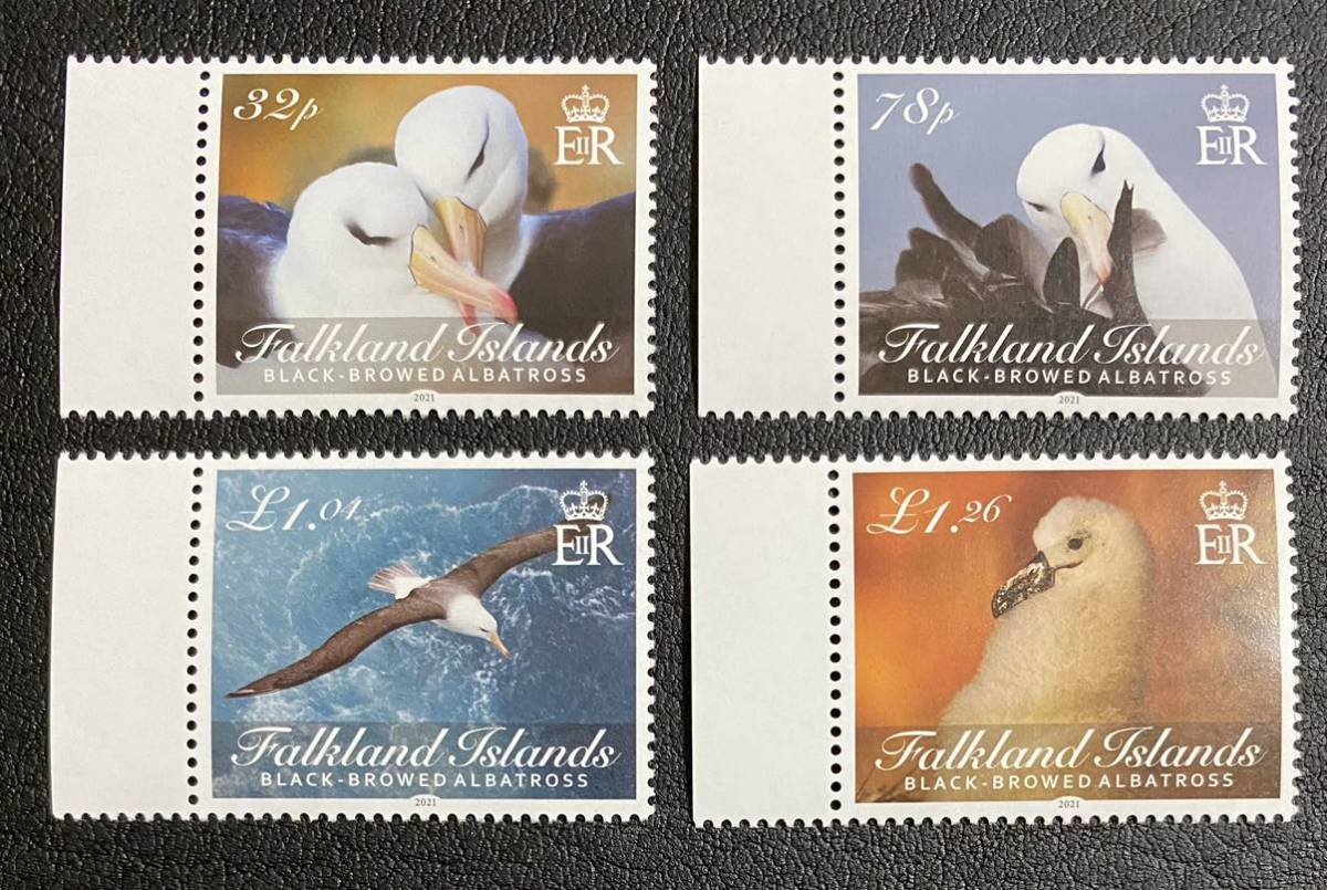 フォークランド諸島　マユグロアホウドリ　鳥　4種完　未使用 NH_画像1