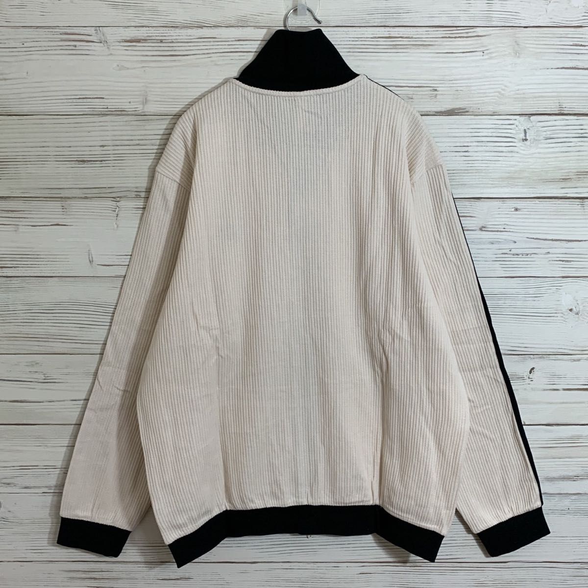 adidas ワッフルトラックジャケット クリームブラック 3XL adidas ワッフルトラックジャケット クリームブラック 3XL
