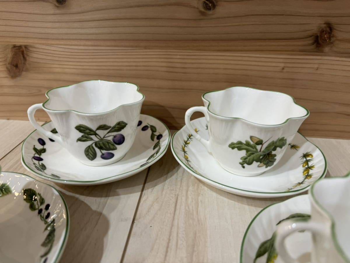 ☆CROWN EST 1801☆STAFFORD SHIRE ☆fine bone china☆洋食器 英国製☆5種 花鳥図カップ&ソーサー 5客セット☆_画像5