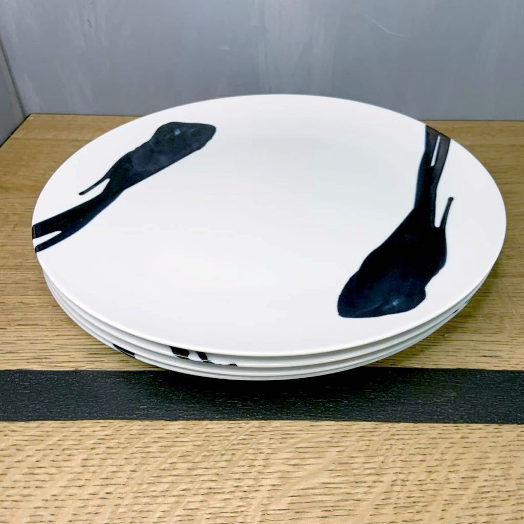 未使用品 プレート Φ29cm 4枚セット ラウンドプレート 大プレート 大皿 業務用 M.STYLE ミヤザキ食器 SUMI 日本製 磁器 食器 和食器