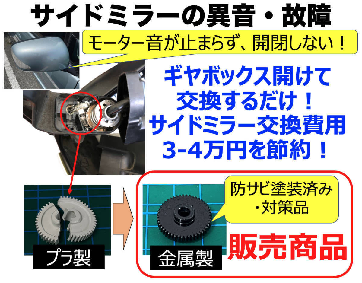 2ケ 48歯金属製歯車 ギヤ ギア 電動格納 ドアミラー リペア修理 スズキ日産スバル三菱 ワゴンRデイズパレットソリオ_画像2