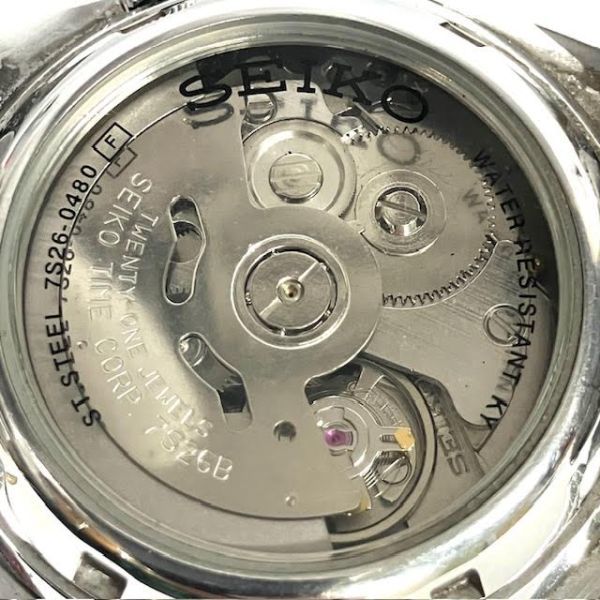 仙55 SEIKO 5 7S26-0480 自動巻き デイデイト ゴールド文字盤 セイコーファイブ オートマチック 裏スケ メンズ 腕時計_画像7