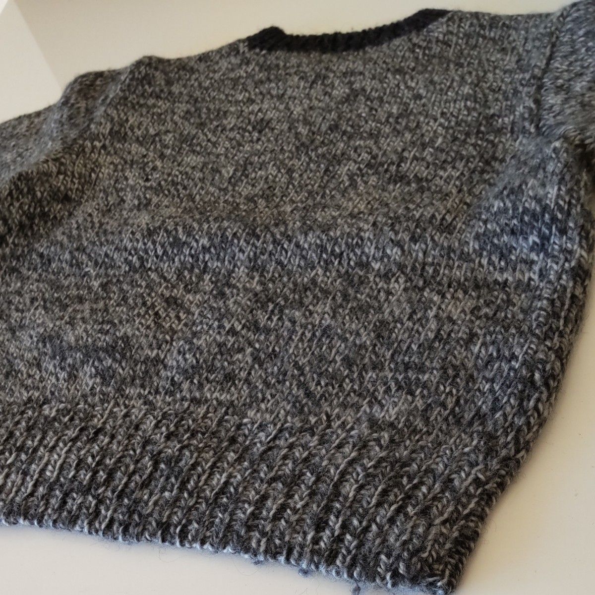 手編み セーター ニット ウール ミックス 毛糸 メリアス編み 平編み ニットセーター ハンドメイド 厚手 トップス レディース