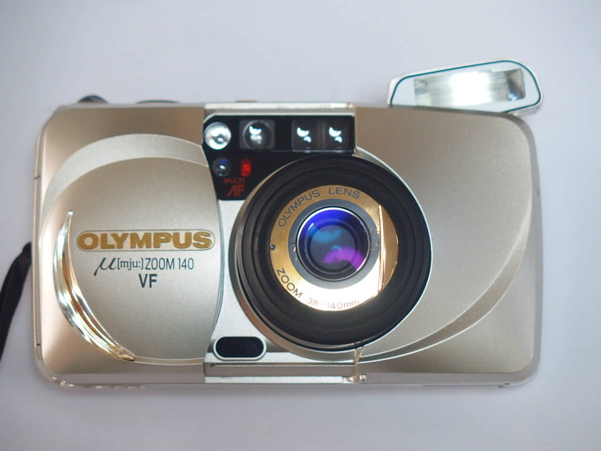 OLYMPUS オリンパス μ ミュー ZOOM 140 VF 38-140mm　簡単に動作確認済 新品電池交換済 純正リモコン( RC-200 )・ケース・ストラップ付属_フロント