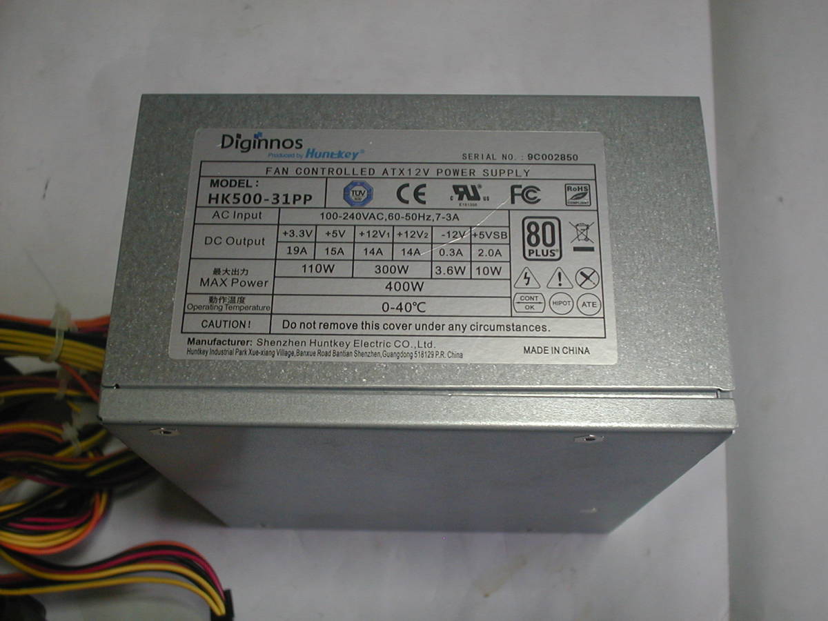 PC power supply Diginnos MODEL:HK500-31PP 400W ATX12V attaching 24P operation verification k114