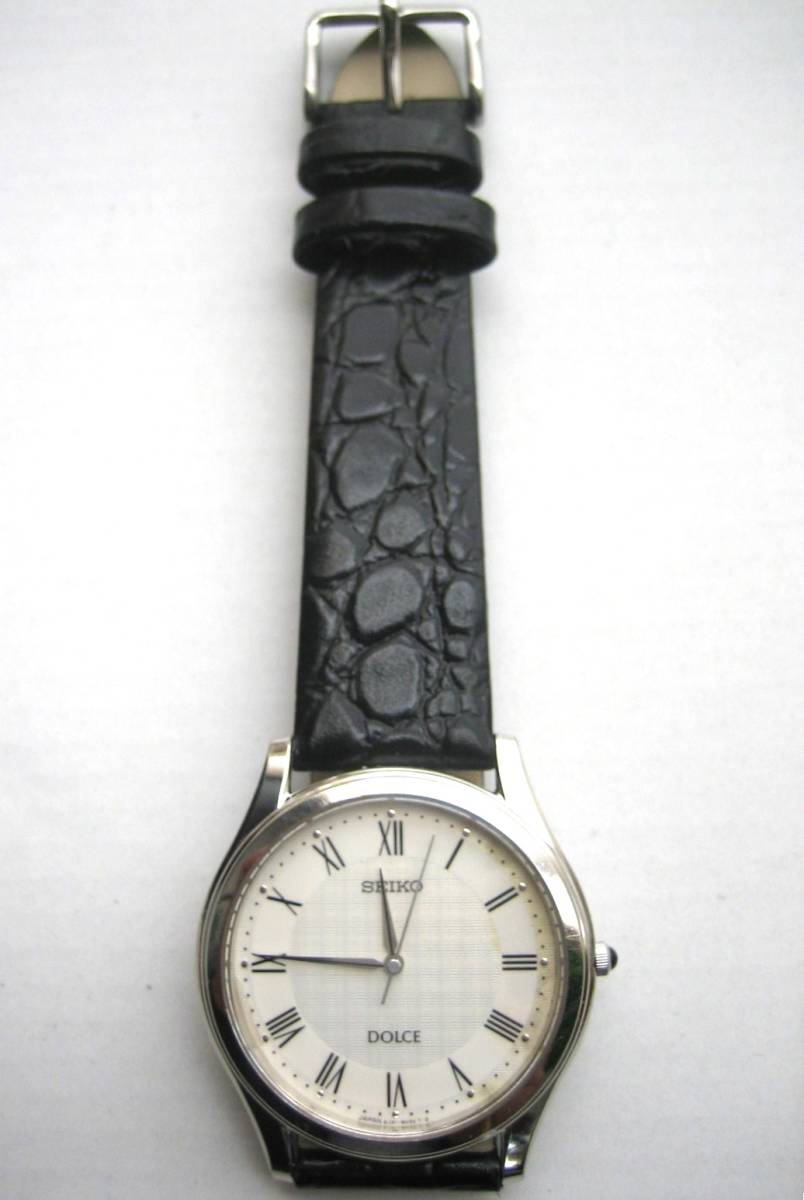 SEIKO　セイコードルチェ　メンズクオーツ腕時計　ローマンホワイト文字盤　　新品レザーベルト　　8J41-8010_画像3
