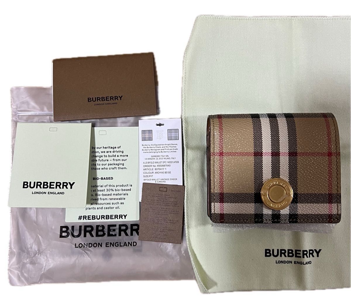 BURBERRY バーバリー 二つ折り財布 ヴィンテージチェック ベージュ系