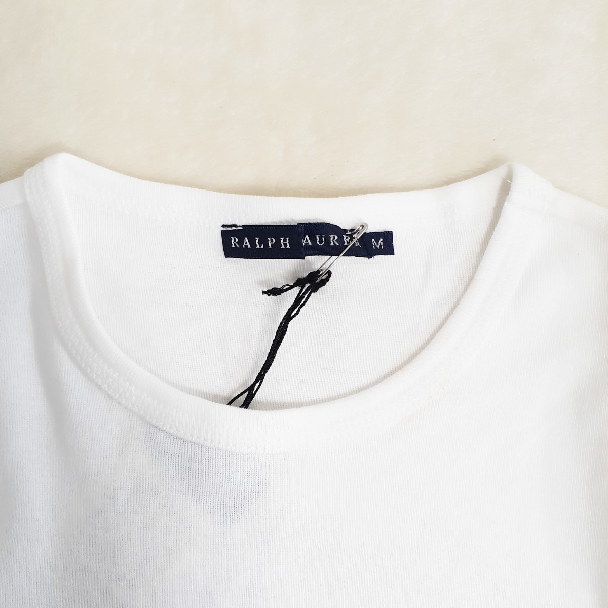 未使用★RALPH LAUREN　ラルフローレントップス 半袖Tシャツ ショートスリーブTシャツ カットソー　ホワイト 白　Mサイズ ロゴ刺繍　R-14_画像3