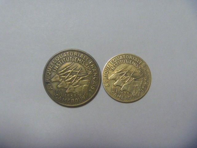 フランス領赤道アフリカ 古銭 2種 硬貨 コイン 外国貨幣 外国銭 セット まとめ売り 同梱割引あり