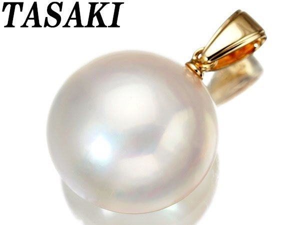 1円～【ジュエリー極】TASAKI 良質マベパール14.5mm 高級K18YGペンダントヘッド a759im【送料無料】_画像1