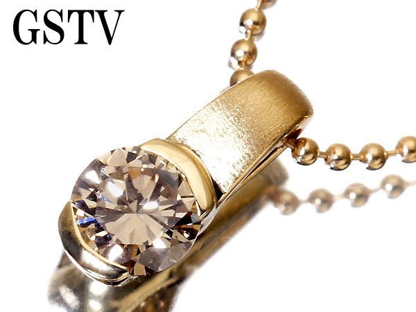 1円～【ジュエリー極】GSTV 良質な輝き 良質天然1粒ブラウンダイヤモンド0.30ct 高級K18YGペンダントネックレス t3845vilm【送料無料】_画像1