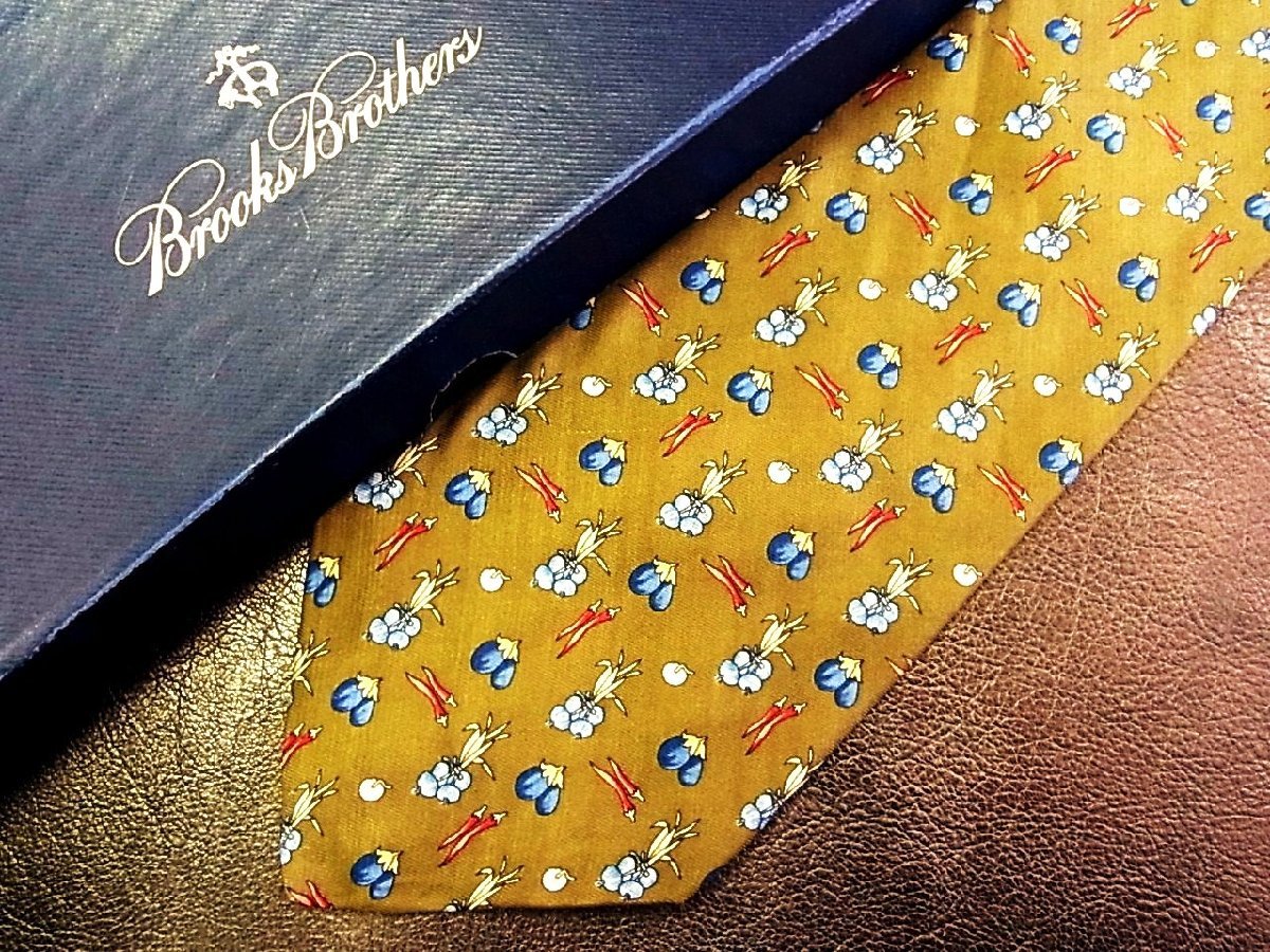 ★並品★4R01644【BROOKS BROTHERS】ブルックスブラザーズ「ナス 唐辛子 野菜 柄」ネクタイ_画像1