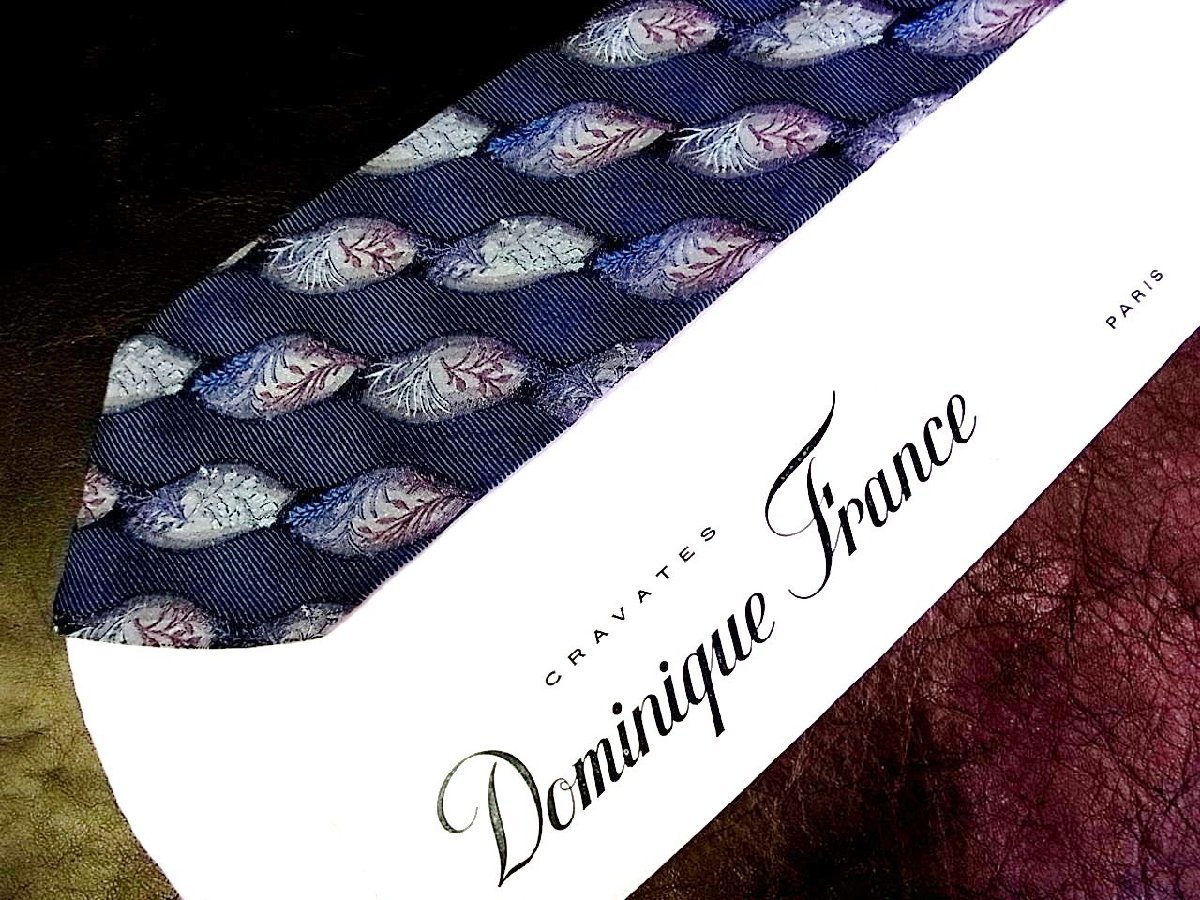 ★並品★4R01168【Dominique France】ドミニクフランス「草 葉っぱ 植物 柄」最高級 ネクタイ