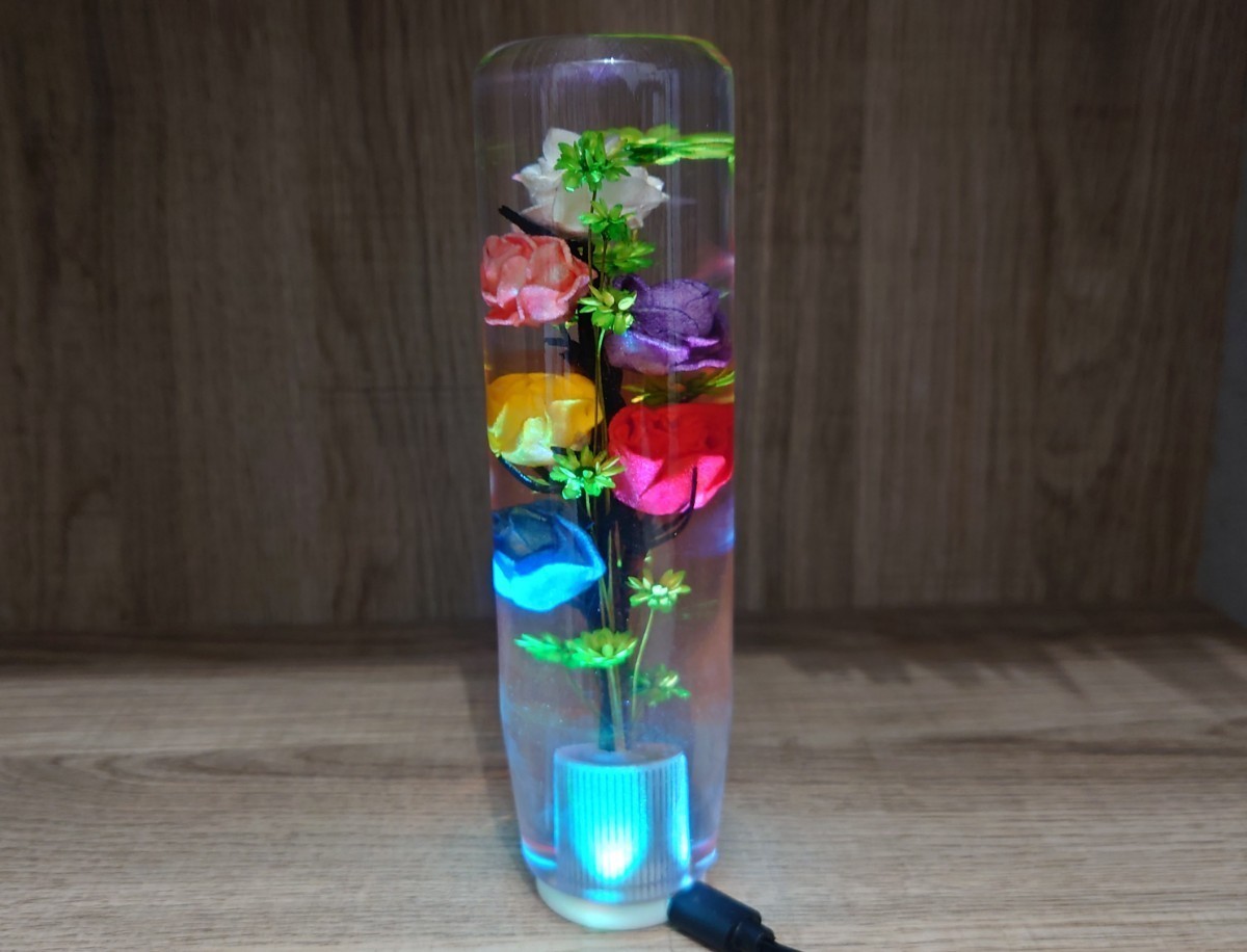 数量限定価格　水中花シフトノブ6色薔薇LEDイルミ15cm　デコトラ 軽トラ 旧車 カスタムカー　街道レーサー　ドリフト　_画像1