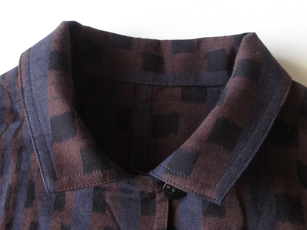  new goods regular price 80300 jpy Kurume . atelier Indigo tree . change city pine pattern printing pull over big blouse tunic shirt One-piece F easy made in Japan 