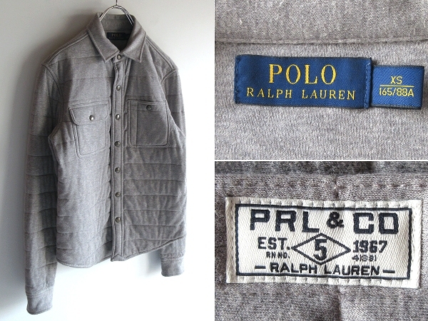 POLO RALPH LAUREN ポロ ラルフローレン 化繊中綿入り スウェットライク コットン エコダウンシャツ ジャケット XS グレー 国内正規品