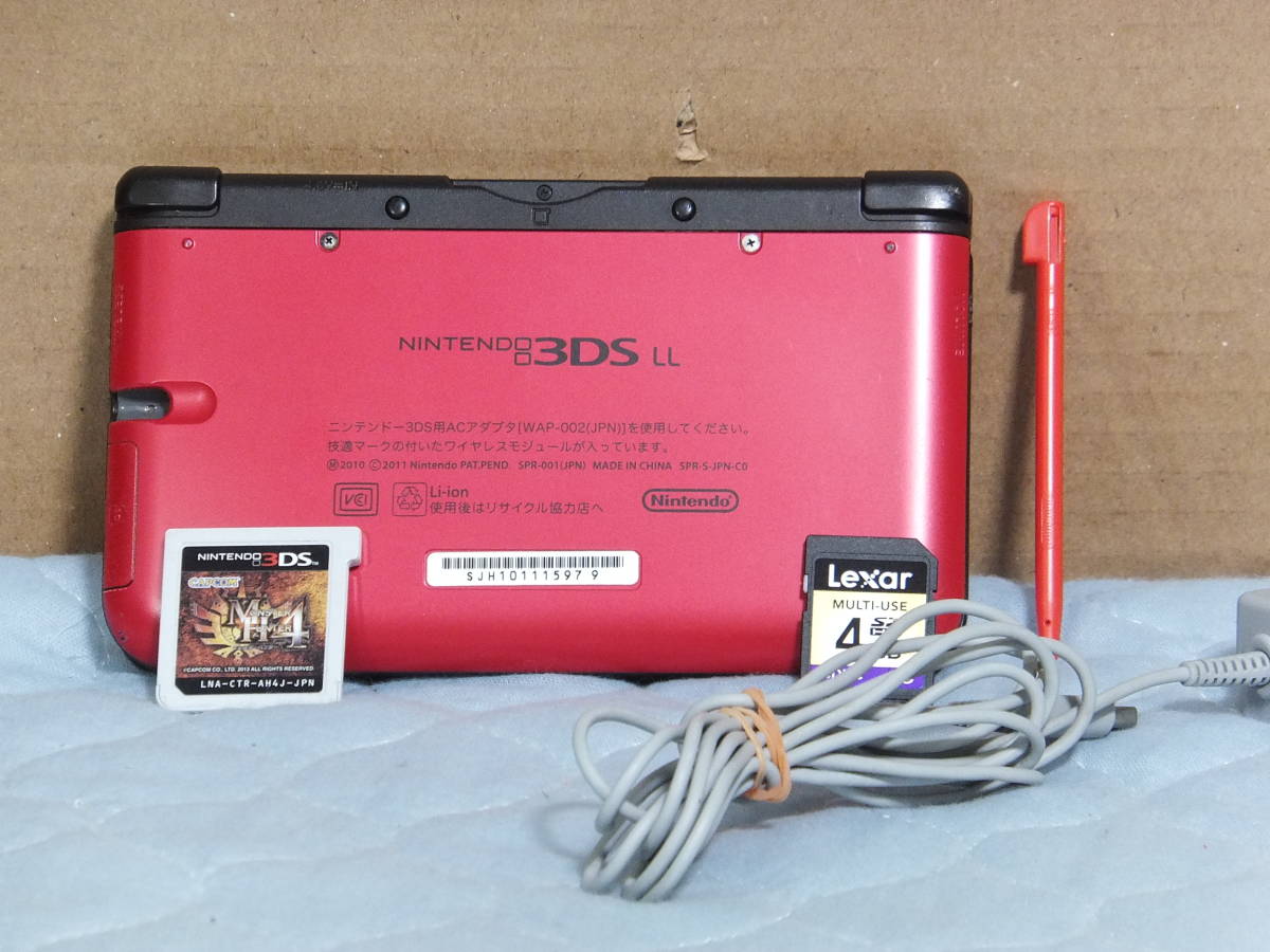任天堂 NINTENDO 3DS LL 本体、モンスターハンター4(ソフトのみ)、4GBメモリー 、充電器　_画像7