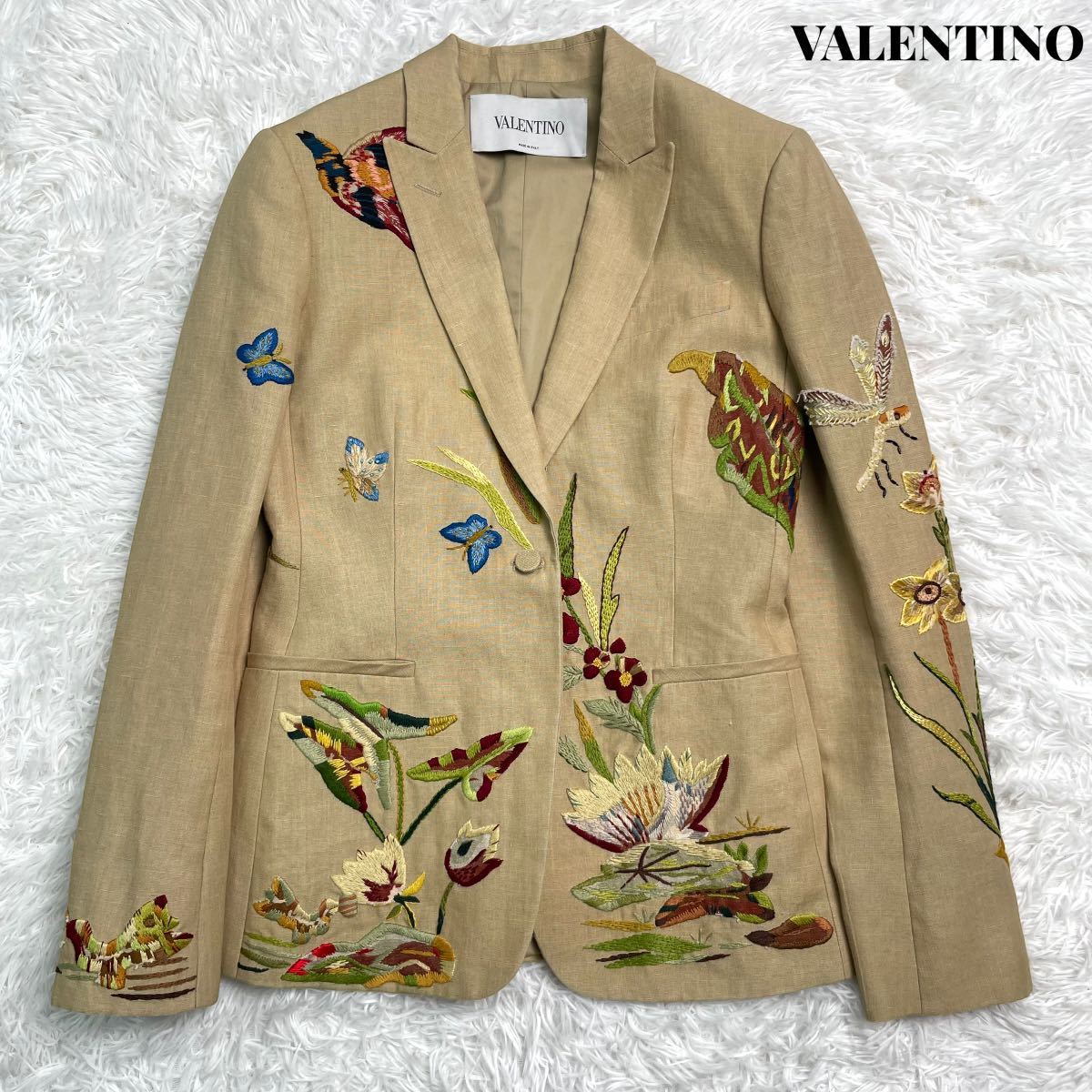 VALENTINO ヴァレンティノ リネン 鳥 刺繍 ジャケット 高級 15SS