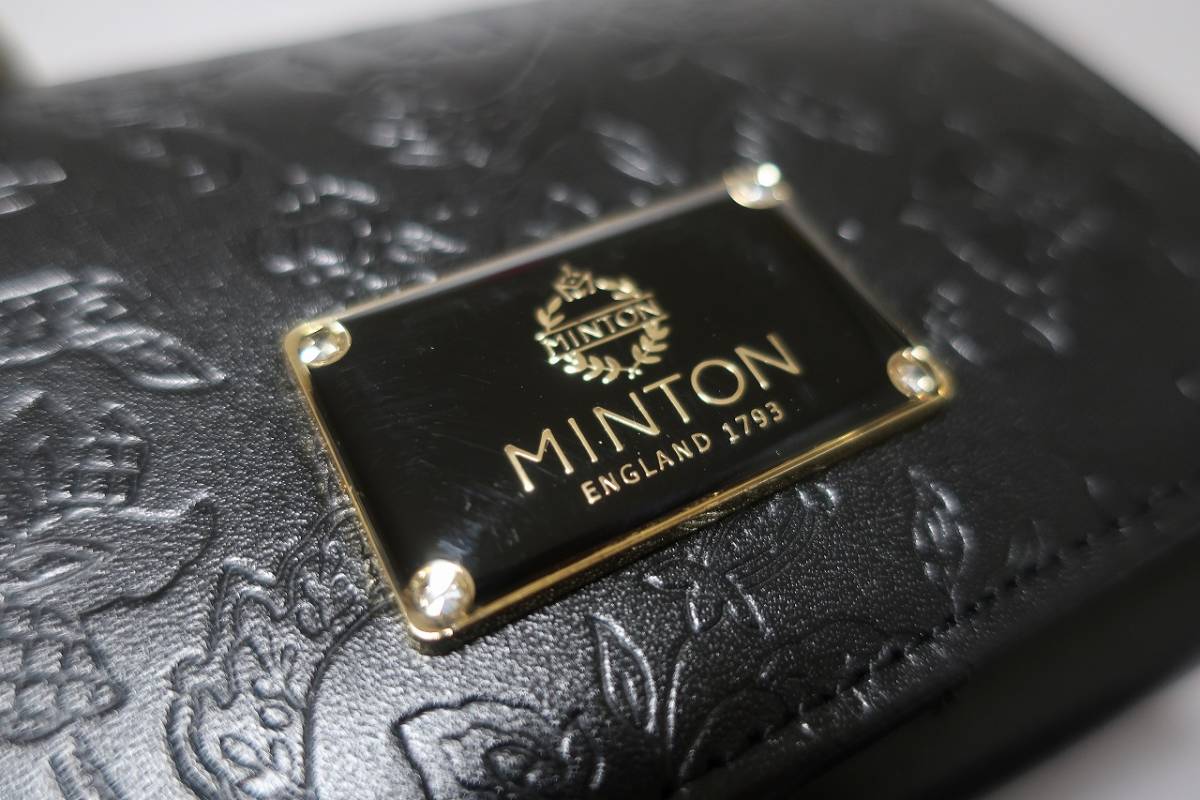 新品 ミントン MINTON 牛革 ラウンドファスナー短財布 黒の画像4